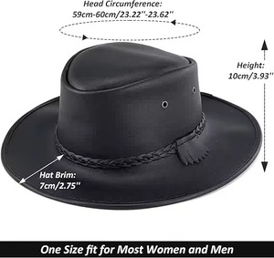 Chapeau de cowboy à bord plat en feutre de laine, style western rancher, avec couronne télescopique et large bord plat - Product Image 5