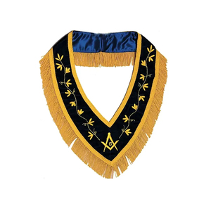 Custom V-Shaped Masonic <b>Collar</b> Embroidered With Cross Pattern Gold Trim Sew-On Badge Classical Design Fabric Garment Application - Product Image 4