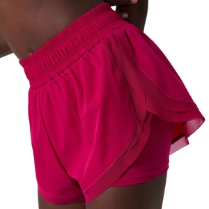 Shorts de sport blancs taille haute pour femme, en tissu tricoté à séchage rapide, couleur unie, coupe droite, style jupe courte - Product Image 2