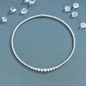 Collar de Tenis con Diamantes de Moissanita, Cadena de Plata 925, Corte Redondo Brillante, Joyería de Lujo, Regalo para Mujeres y Hombres, Estilo Elegante - Product Image 5