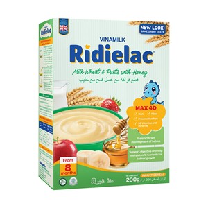 Vinamilk ridielac Gold-ซีเรียลสำหรับเด็กอายุหกเดือน-ผลไม้ข้าวสาลีนมรสน้ำผึ้ง-200กรัม X 24กล่องต่อกล่องต่อกล่อง - Product Image 1