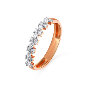 Anillo de media eternidad chapado en oro rosa con engaste de diamantes cultivados en laboratorio de corte redondo, joyería cómoda para mujer - Product Image 1