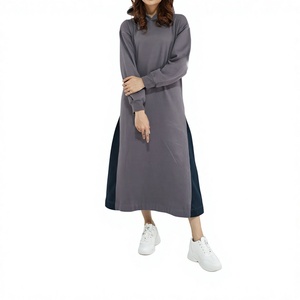 Premium Quality Breathable Eco-Friendly Women <b>Hooded</b> Solid Long Sleeve <b>Sweatshirt</b> <b>Dress</b> X-Long Casual Fleece Pullover Front Logo - Product Image 1