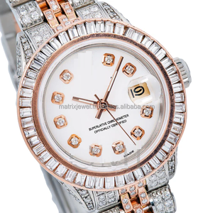 Marque entièrement glacé de haute qualité luxe mode à la main Vvs clarté Moissanite diamant montre-bracelet à bas prix - Product Image 2