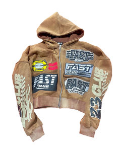 Sweat à capuche zippé en polaire vert fluo Fast Club pour homme, design patchwork automne, manches classiques, plusieurs couleurs - Product Image 4