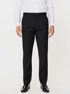 Costume de smoking croisé pour homme en laine noire, style britannique, col cranté, tenue de cérémonie - Product Image 3