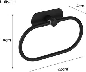 Support de serviette ovale noir mat moderne en acier inoxydable pour salle de bain à vendre - Product Image 2