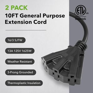 Set di 2 Cavi di Alimentazione per Esterni con Tre Prese per Decorazioni Natalizie da Giardino e Attrezzature per Uso Interno ed Esterno - Product Image 3