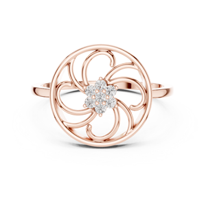 Bague Fleur Or Rose pour Femme, Élégante, Creuse, Florale, avec Diamant de Laboratoire, Bijou Tendance, Cadeau - Product Image 6