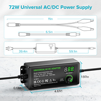 Adaptateur secteur réglable 72W, adaptateur d'alimentation variable 3V-24V avec 13 embouts, convertisseur de polarité et pince crocodile pour bande LED, haut-parleur