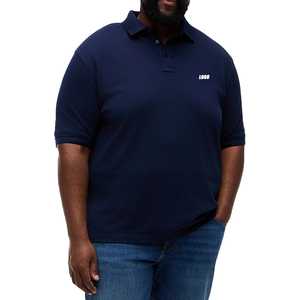Polo en piqué coupe classique grande taille pour homme, respirant, doux, en coton extensible de qualité supérieure, broderie personnalisée - Product Image 1