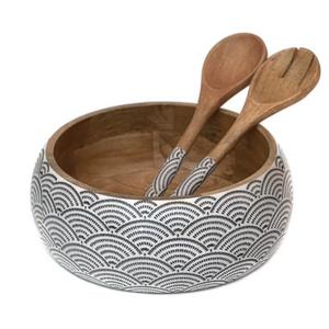 Juego de Cucharas para Ensalada de Madera a Precio de Mayoreo, Utensilios de Cocina, Tazón de Madera Orgánica para Servir, Decoración de Mesa, Tazón para Frutas, Vajilla - Product Image 1