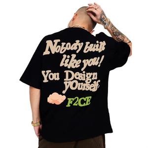 T-shirts 100 % coton coupe ample avec impression en relief – Qualité supérieure, style décontracté, grande taille en stock - Product Image 1