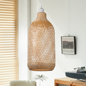 Lampe suspendue en bambou tressé à la main, style panier, pour éclairage d'ambiance doux, vente en gros, OEM ODM - Product Image 2
