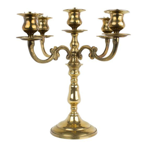 Portavelas de mesa chapado en oro Portavelas de metal brillante Portavelas de aluminio Venta de iluminación del hogar Boda - Product Image 4