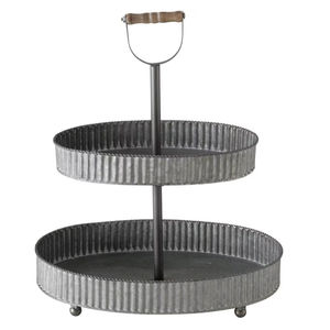Plateau de service rustique à 3 niveaux, grande base, en métal galvanisé noir, pour décoration et présentation style ferme, idéal pour bar à café, fêtes et cuisine - Product Image 6