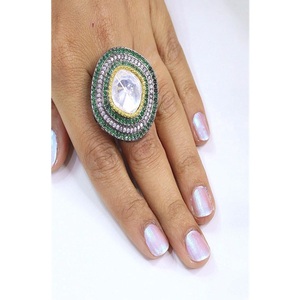 Anillo Ajustable de Moda con Circonitas Plateadas en Plata de Latón de Primera Calidad, Diseño Adorable y Brillante, para Bodas, para Mujer - Product Image 1