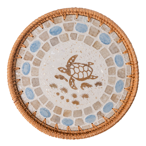 Decoración de Hogar de Lujo, Redonda, de Ratán, con Madreperla y Tortuga Marina, para Playa, Comedor y Cocina, Venta al Por Mayor - Product Image 1