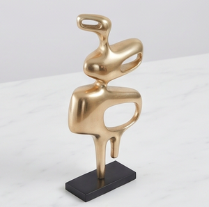 Modern Abstract <b>Gold</b> Metal Sculpture Artistic Tabletop For <b>Living</b> <b>Room</b> Office Elegant Centrepiece For Home Office <b>Decor</b> - Product Image 1