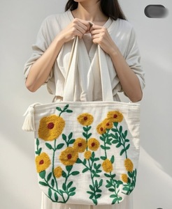 cotton <b>floral</b> Bag With Embroidery Pattern Two Straps cotton shoulder bag handloom colours two straps tassel decor style - Product Image 3