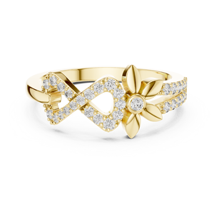 Bague pour femme en diamant de culture INFINITY FLORAL, or blanc 18 carats plaqué rhodium, certifiée, pour fiançailles, mariage, usage quotidien, style glamour - Product Image 6