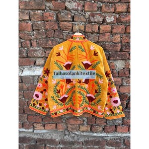Veste en velours brodée à la main, motif floral, col châle, manteau de printemps pour femme, style Prairie Chic, manches longues - Product Image 6
