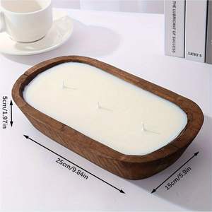 Bougie artisanale en cire de soja grand format dans un bol en bois, senteurs pour spa, hôtel, décoration de salon de luxe, cadeau - Product Image 4