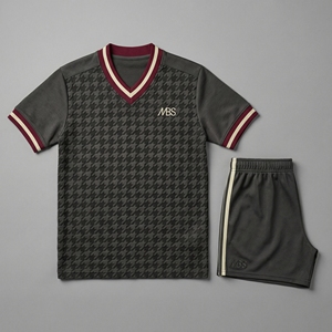 Ensemble de maillot de football pour homme Geometric_Heritage_82_Terrace_Kit, col en V, manches courtes, tissu respirant, vêtements de sport pour toutes les saisons - Product Image 1