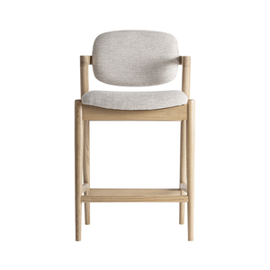 Contemporary Solid Teak Outdoor Counter <b>Stool</b> Upholstered Seat and Backrest Ergonomic Luxury Bar <b>Stool</b> for Restaurant Cafe - Product Image 2