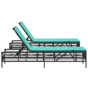 Chaise longue de patio extra longue en rotin PE noir avec structure en acier thermolaqué, produit durable et élégant - Product Image 6