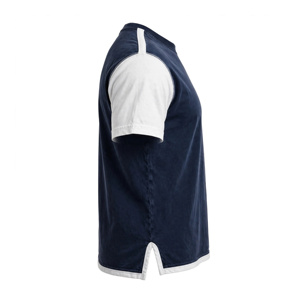 T-shirt pour homme bleu foncé et blanc à manches raglan, col rond, décontracté, couleur unie, tricoté, coupe oversize, écologique, 320g, 100% coton - Product Image 4
