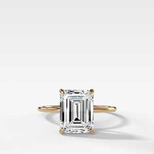 14K 18K Gold IGI 5 Ct Emerald Cut Lab Grown Diamond Engagement Rings Hidden Halo Solitaire Band Women Factory Price Wholesale - Product Image 1