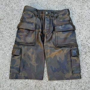 Shorts en cuir confortables pour hommes, couleur unie, imperméables, anti-plis, respirants, style urbain, personnalisables, vente en gros - Product Image 1
