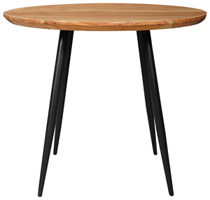 Table de salle à manger minimaliste de forme ronde en bois d'acacia finition naturelle avec base ronde en métal pliable en 4 sections pour l'extérieur, la maison, la cuisine, le restaurant - Product Image 2