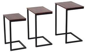 Modern Living Room Home Office Rectangular Metal Side Tables Metal Legs MDF Table Top METAL WAVE Model 10955 Durable Stackable - Product Image 5