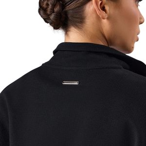 Chaqueta Negra Tipo Waffle con Cierre Completo, Cuello Alto, Manga Larga, Informal, para Gimnasio, Uso Diario, Cómoda - Product Image 6