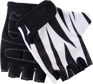 Gants de sport mi-doigts imprimé zèbre en Spandex avec sangle de poignet réglable, unisexe, équipement d'entraînement fitness, gants de sport pour hommes - Product Image 2