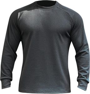 Vêtements de sport à manches longues, coupe ajustée, vêtements de gym de haute qualité, sweat-shirt pour homme, col rond uni, automne-hiver - Product Image 1