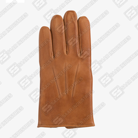 Gants en peau de mouton marron clair pour homme, mode hiver, classiques, à doigts complets, doux, faits à la main, thermiques, écologiques, fermeture à bouton-pression