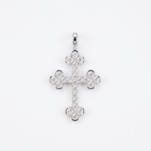 Bottoni Kreuzanhänger aus 925er Sterlingsilber, vergoldet, mit Moissanit besetzt, christlicher Heiliger Kreuz Jesus, Hip-Hop, religiöses Geschenk für Herren - Product Image 1
