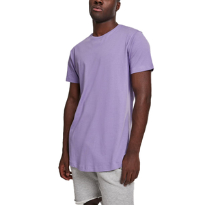 Camiseta Larga Oversize para Hombre, Color Morado, Algodón, Cuello Redondo, Manga Corta, Casual, Color Sólido, Tejido Jersey - Product Image 1
