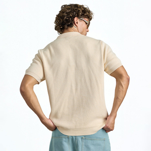 Fabricante de Ropa Personalizada, Elegantes Camisetas Polo de Manga Corta para Hombre, Cuello Camisero, Camiseta Polo de Punto Beige para Hombre - Product Image 2