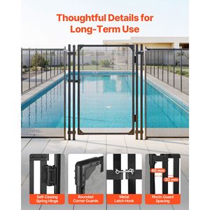 Self-Closing Outdoor Security Gate 4 X 2.5 ft Inground Swimming <b>Pool</b> Fence <b>Pool</b> Tools & Accessories Kit - Product Image 6