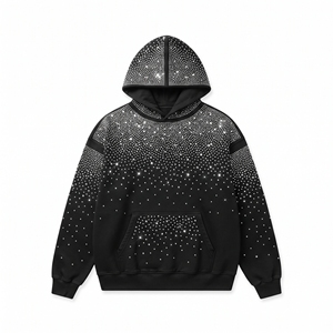 Sudadera con Capucha Extra Grande para Hombre, con Pedrería, Diseño de Puntos Negros, Estilo Urbano, de Forro Polar, Corte Regular, para Invierno - Product Image 4