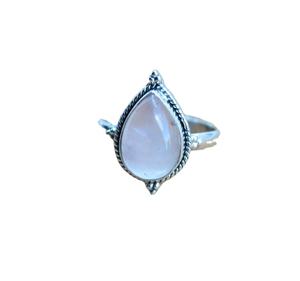Bague de fiançailles en argent sterling 925 avec quartz en forme de goutte d'eau, sertie de griffes, bijou en pierre précieuse naturelle, plaqué rhodium, tendance, fait main, cadeau - Product Image 1