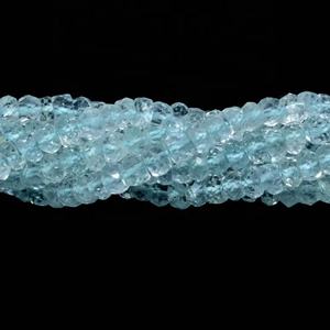 Perles facettées rondes en aquamarine naturelle bleue de qualité supérieure, 3 mm, brin de 13 pouces, poids personnalisable pour la fabrication de bijoux - Product Image 2