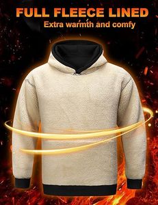 OEM ODM <b>Sherpa</b> Hooded Sweatshirt for Women Men's Pullover Custom Blank Heavyweight Fleece <b>Hoodies</b> - Product Image 5