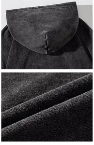 Sudadera con capucha bordada de lana de algodón 100% de calidad Premium parche desgastado recortado lavado ácido diseñador ropa en blanco de peso pesado - Product Image 5