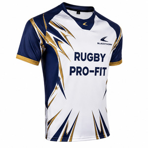 Camiseta de Rugby de Manga Corta para Hombre, Corte Ajustado, Sublimada, Transpirable, Cuello en V, para Todas las Temporadas, Poliéster y Elastano - Product Image 2