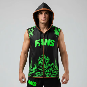 เสื้อฮู้ดแขนกุดสำหรับกีฬามวย MMA ออกกำลังกาย เดินเข้าเวที ทรงเข้ารูป รับสกรีนแบรนด์ ชุดทีม - Product Image 6
